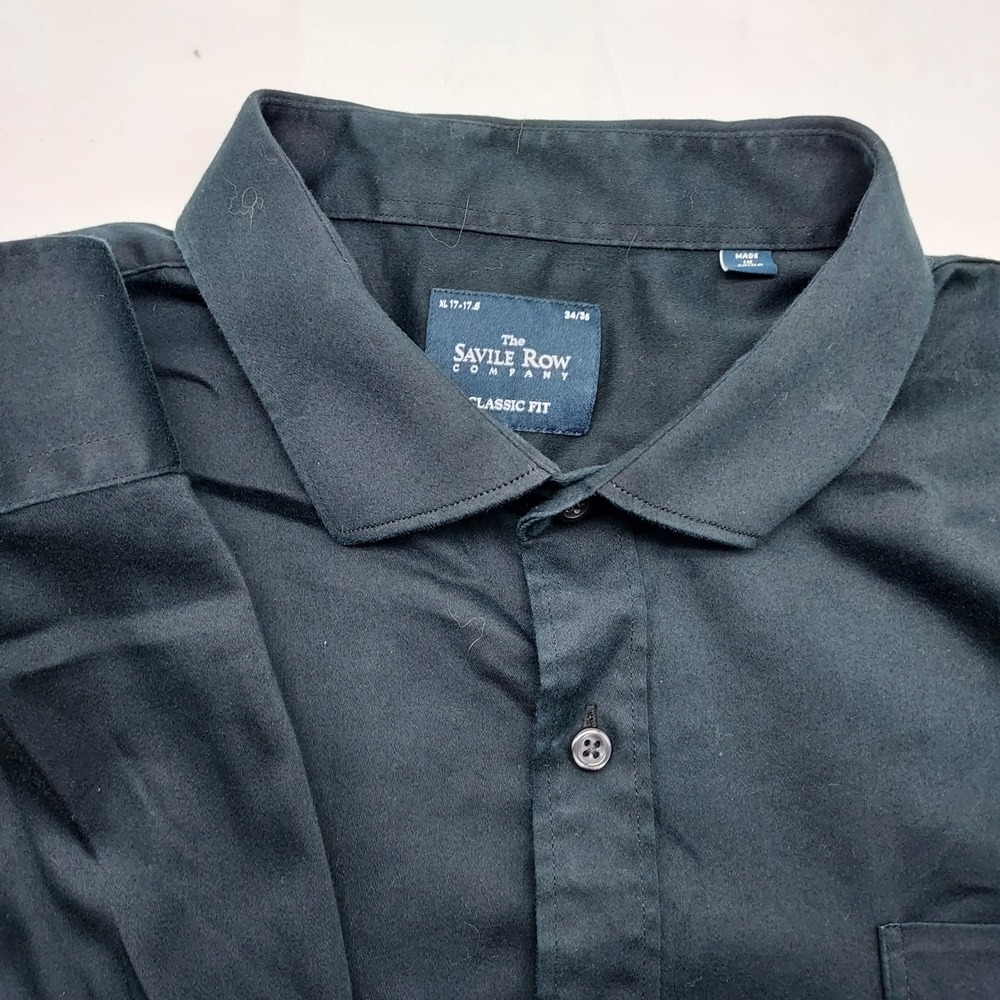 Savile Row Company Mens Black Classic Fit Long Sleeve Dress Shirt- XL‎ Size